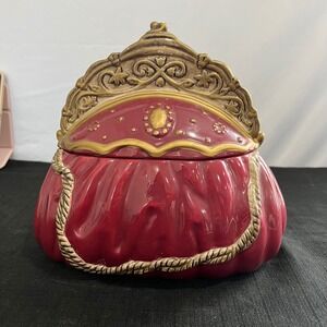 International Bazaar Red Gold Purse Cookie Jar Ceramic‎ Handbag Canister